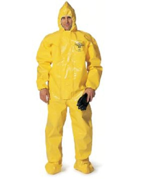 DuPont Tychem 9000 Coveralls - Tychem 9000 Zipper Front Coverall with Hood, Elastic Wrist and Ankle, Storm Flap, Yellow, Size 3XL, Bulk Packed - BR127TYL3X000200