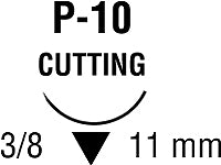 Medtronic USA Premium Reverse Cutting Absorbable Suture - Plain Gut Absorbable Suture, Premium Reverse Cutting, 3/8 Circle, P-10, 11mm, 18" L, Size 6-0 - SG-1645