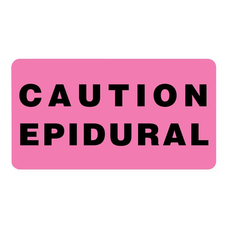 United Ad Label Epidural Warning Labels - CAUTION EPIDURAL Labels, Fluorescent Pink, 3" x 1-5/8" - ULFP129