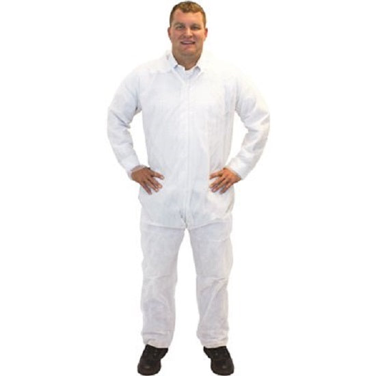 Safety Zone Polypropylene Coverall - Polypropylene Coveralls, Centerline Zipper, White, Size M - DCWH-MD