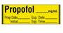 Shamrock Scientific Medication / Drug Labels - Anesthesia Drug Label for Syringe Identification, Propofol, Exp, Date, Time, 1/2" x 2", Yellow - SA-205-EXP