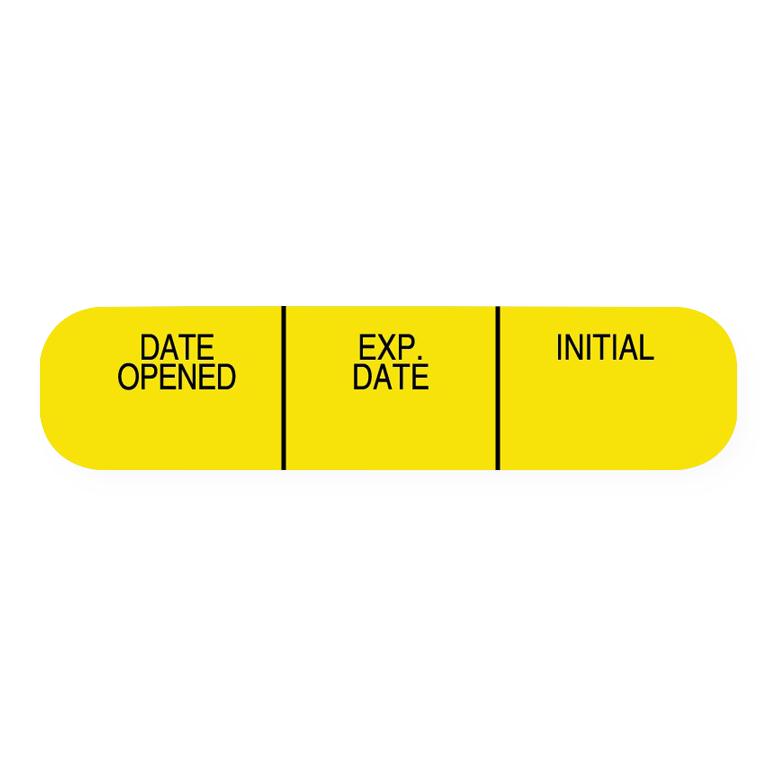 United Ad Label Medication Instruction Labels - Date Opened / Expiration Date / Initial Labels, Yellow, 1-5/8" x 3/8", 1000/Roll - ULRXA1251