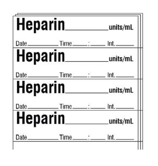 Shamrock Scientific Medication / Drug Labels - LABEL, 1/2" X 2", WHITE, HEPARIN, DTI - SA-320-DTI-PK