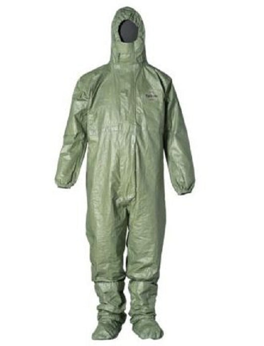 DuPont Tychem 2000 Coveralls - Tychem 2000 SFR Zipper Front Coverall with Hood, Elastic Wrist and Ankle, Storm Flap, Green, Size 5XL, Bulk Packed - QS127TGR5X000400