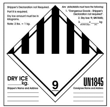 DOT Labels, Misc 9 Dry Ice, 6" x 6"