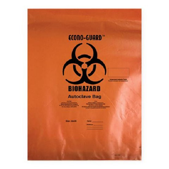 Action Health Econo-Guard Autoclave Bags - BAG, AUTOCLAVE, BIOHAZARD, POLY, 38X47, 2MIL - ACO38X47