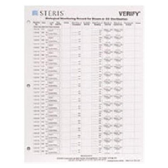 Steris Verify Record Cards - CARD, RECORD, VERIFY, 8.5" X 11" - S3092