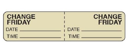 Shamrock Scientific Labels for Intravenous Tubing Changes - LABELS, IV CHANGE, FRIDAY, 3/4"X3", 500/RL - PA-15-F