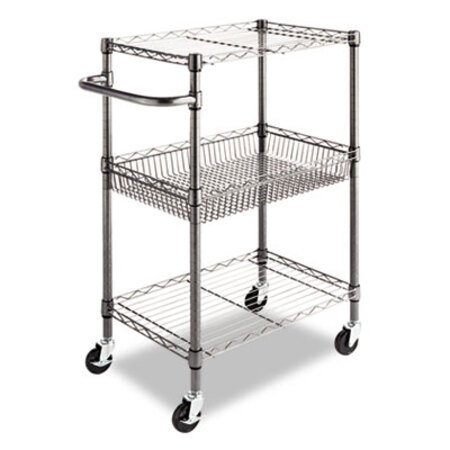 Alera Wire Shelving 3-Tier Roll Carts - CART, WIRE, 3 TIER, BLACK - ALESW342416BA