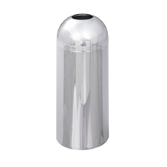 Safco Products Reflections Waste Receptacles - Reflections Open-Top Dome Receptacle, Round, Chrome, Steel, 15 gal. - 9875