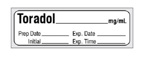 Shamrock Scientific Medication / Drug Labels - Anesthesia Drug Label for Syringe Identification, Toradol, 1/2" x 500", Red - SA-3223-EXP-PRE