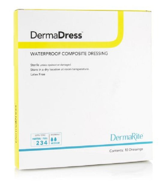 Dermarite DermaDress Water-Resistant Composite Wound Dressings - DermaDress Water-Resistant Composite Dressing, 4" x 14" - 12414