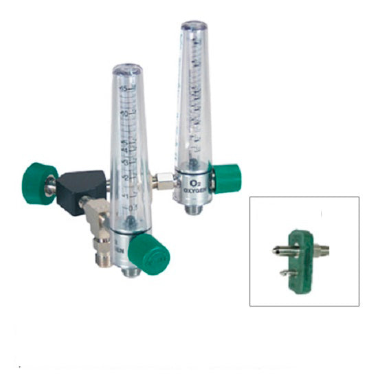 Tri-Anim Wye Assembly Flowmeter w/Chemtron Adptr - Wye Assembly, with 2 Oxygen Flowmeters, with Chemtron Adaptor, Compact, 0-15 LPM - 715-Y8MFA1006