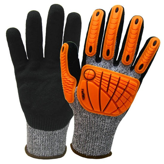 Wells Lamont FlexTech I2459 Cut resistant Gloves - Gray FlexTech Cut-Resistant Gloves with Orange Impact Pad, Size M - I2459M