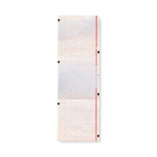 Print Media EKG Thermal Recording Paper - EKG Paper, F-Fold, Red Grid, 216 mm x 280 mm x 100 mm - 2475154