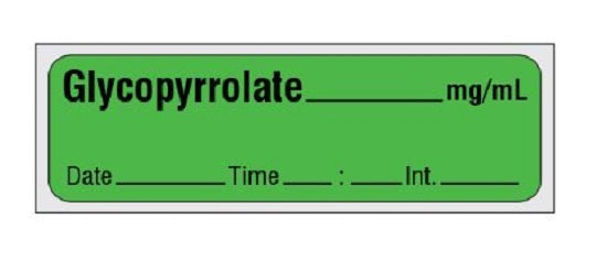 Shamrock Scientific Precut Syringe Labels - Precut Syringe Label, Glycopyrolate, Green - SA-311-DTI-PRE