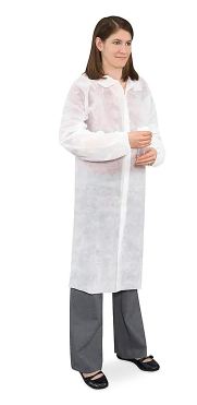 Uline Uline Disposable Polypropylene Lab Coats - Economy Lab Coat with No Pockets, White, Size XL - S-15374W-XL