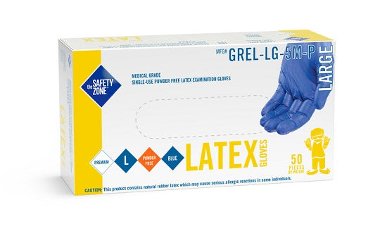 Safety Zone Blue 12" Powder Free Latex Glove - 13 Mil 12" Latex Exam Gloves, Blue, Size M - GREL-MD-5M-P