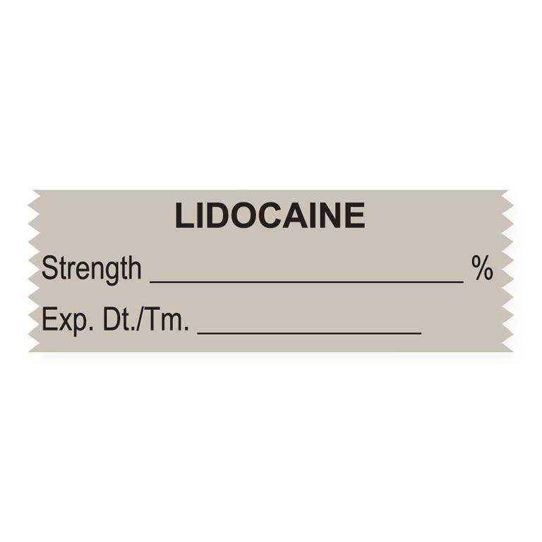 United Ad Label Anesthesia Tapes - Anesthesia Tape Labels, 1-1/2" x 1/2", LIDOCAINE with Strength and Date / Time, Gray, 500"/Roll - ULTJ121