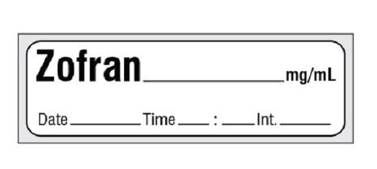 Shamrock Scientific Precut Syringe Labels - Precut Syringe Label, Zofran, White - SA-3241-DTI-PRE