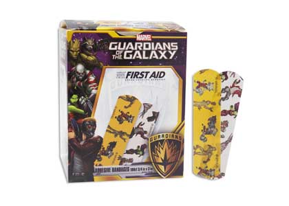 DuKal Character Bandages - Stat Strip Plastic Adhesive Bandages, Guardians of the Galaxy, 3/4" x 3" - 1087740