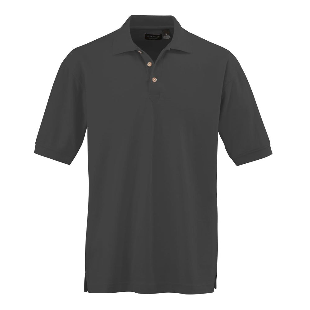 Ultraclub Men's Whisper Pique Polo - Men's Whisper Pique Polo Shirt, 60% Cotton/40% Polyester, Graphite, Size 5XL - 8540GRA5XL