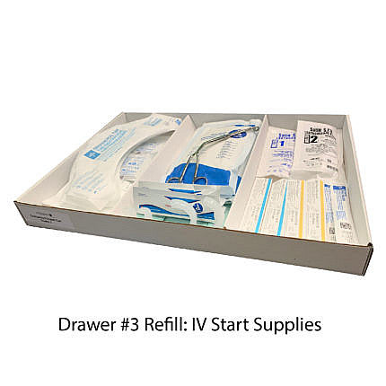 Diamedical Usa Equipment LLC Loaded Crash Cart and Drawer Kits for Educational Use - 5-Drawer Emergency Crash Cart Refill Kit for Educational Use Only, Drawer 3, IV Start Supplies - LC027903