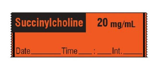 Shamrock Scientific Medication / Drug Labels - Anesthesia Drug Label for Syringe Identification, Succinylcholine, 1/2" x 500", Red - SA-2225-DTI