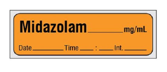 Shamrock Scientific Precut Syringe Labels - Precut Syringe Label, Midazolam, Orange - SA-212-DTI-PRE