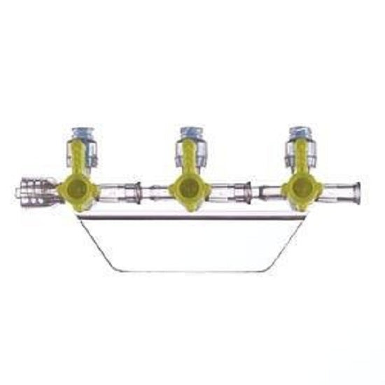 B Braun Medical High-Flow 4-Way Stopcocks - 3-Gang, High-Flow, 4-Way Stopcock with 3 Luer-Activated ULTRAPORT Zero Ports, 1.3 mL, 4" L - 457302