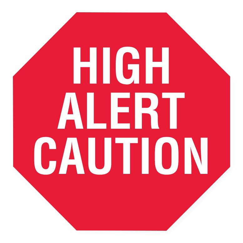 United Ad Label Alert Labels - HIGH ALERT CAUTION Labels, Red, 1-1/2" x 1/2" - ULPH603