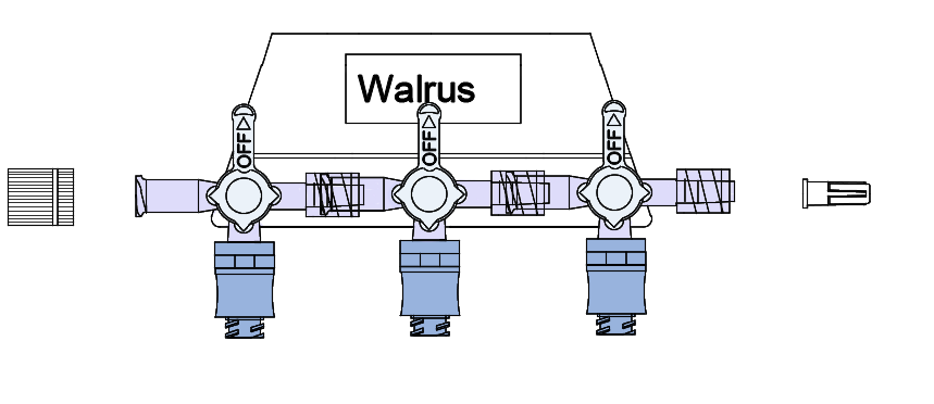 Codan US Corp High-Flow 4-Way Stopcocks - 3-Gang 4-Way High Flow Stopcock with Manifold Plate - BC2018-W