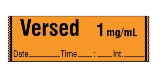 Shamrock Scientific Medication / Drug Labels - Anesthesia Drug Label for Syringe Identification, Versed, 1/2" x 500", Orange - SA-215-DTI