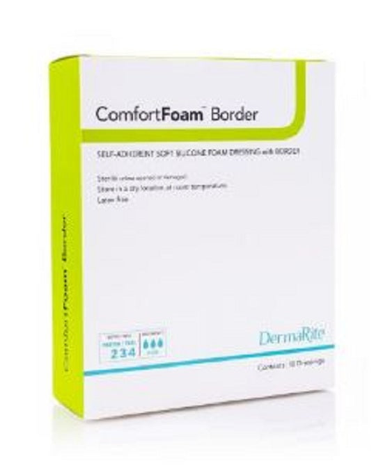 Dermarite Industries ComfortFoam Border Dressing - Silicone Foam Dressing with Border, 2"x5" - 43250