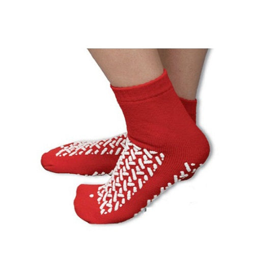 Cardinal Health Patient Safety Slippers - Patient Safety Footwear Slippers, Terry Facing In, Double-Tread, Red, Size 3XL - 68125-R3XL