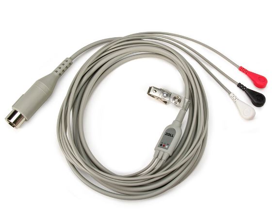 Zoll Medical Corporation Accessories for Zoll Defibrillators - 3-Lead ECG Patient Cable, 12' L - 8000-0025