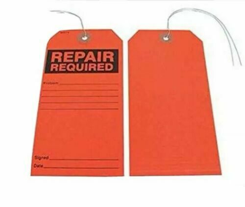 Badger Repair Required Tags - TAG, BADGE, 5.75X2.875" REPAIR REQD, FL-RED - 30ZC74