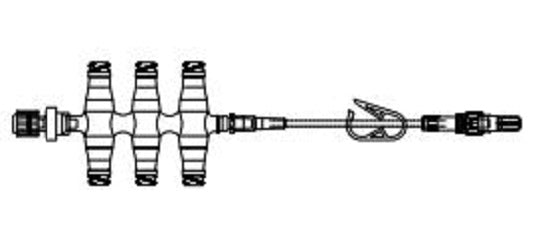 ICU Medical Small Bore Extension Set - Small Bore IV Extension Set, 6 Port, Nanoclave, 10" - AM6109