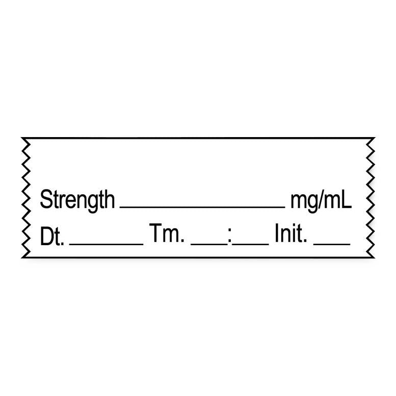 United Ad Label Anesthesia Tapes - Anesthesia Tape Labels, 1-1/2" x 1/2", Blank with mg / mL and Date / Time, White, 500"/Roll - ULTJ901-D