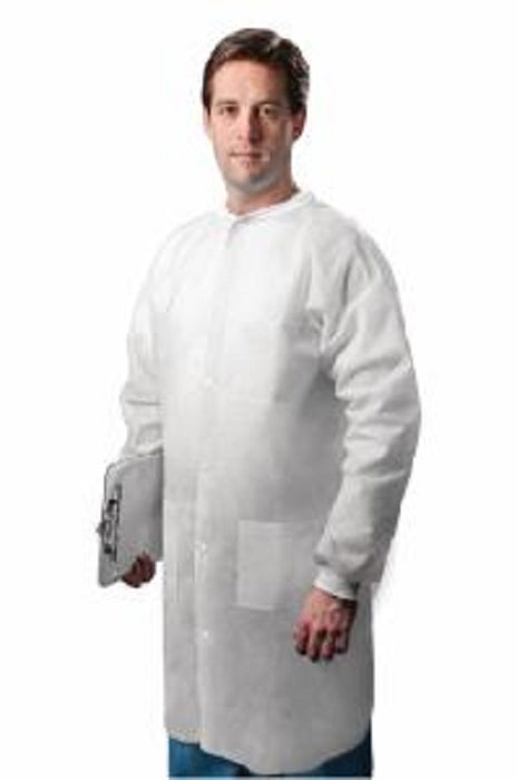 Tronex Company Lab Coats - Lab Coat, Knit Collar, Disposable, White, Size XL - SMS4900-35