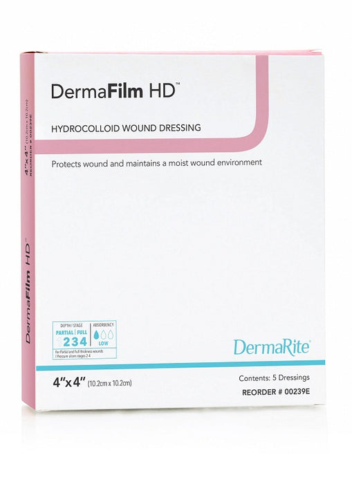 Dermarite DermaFilm Hydrocolloid Wound Dressings - DermaFilm Hydrocolloid Dressing with Grid, Oval, Extra-Thin, Clear, 4" x 6" - 31460