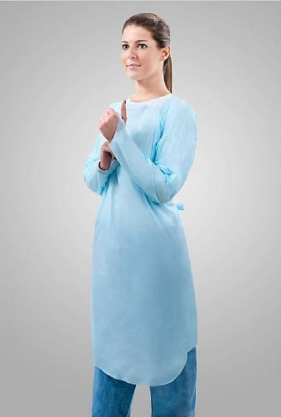 Tronex Company Fluid-Impervious Over-The-Head Gowns - Poly Gown with Thumb Hooks, Soft Blue, Size XL - 6877BH-35