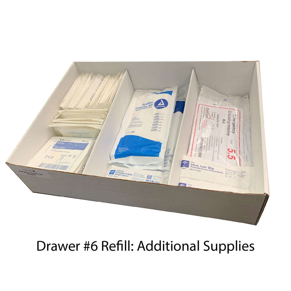 Diamedical Usa Equipment LLC Loaded Crash Cart and Drawer Kits for Educational Use - 6-Drawer Emergency Crash Cart Refill Kit for Educational Use Only, Drawer 6, Additional Supplies - LC037906