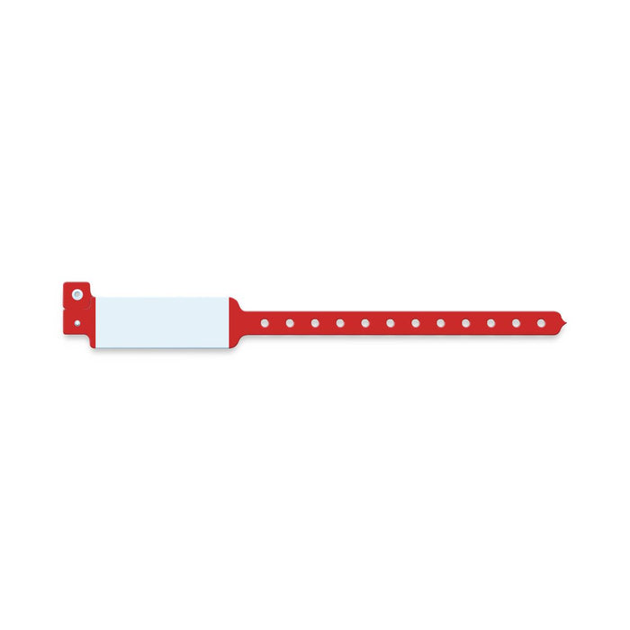 Medline Tamper Resistant Snap Closure Wide Face ID Bands - Vinyl ID Band with White Block, Adult / Pediatric, Red - NON050413PR