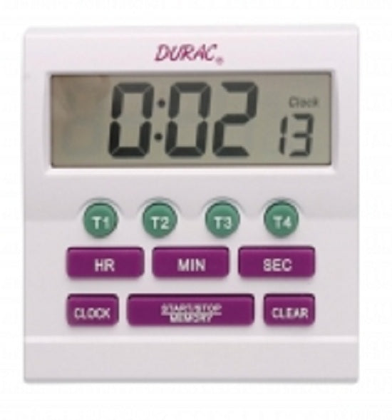 Bel-Art DURAC Digital Timers - H-B DURAC Single-Channel Electronic Timer with Memory and Clock and Certificate of Calibration, 23 hr., 59 min., 59 sec. - B61700-3000