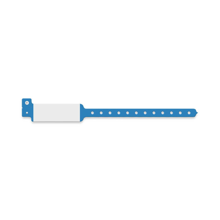 Medline Tamper Resistant Snap Closure Wide Face ID Bands - Vinyl ID Band with White Block, Adult / Pediatric, Blue - NON050419PR