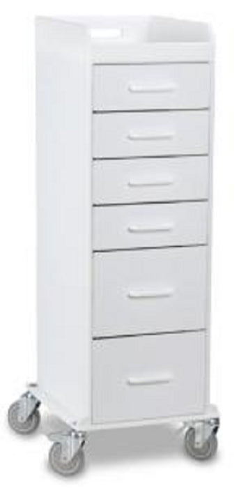 TrippNT Mobile Locking Lab Carts - Non-Magnetic Lab, White, Medical, Tall with 6 Locking Drawers - 89414-804