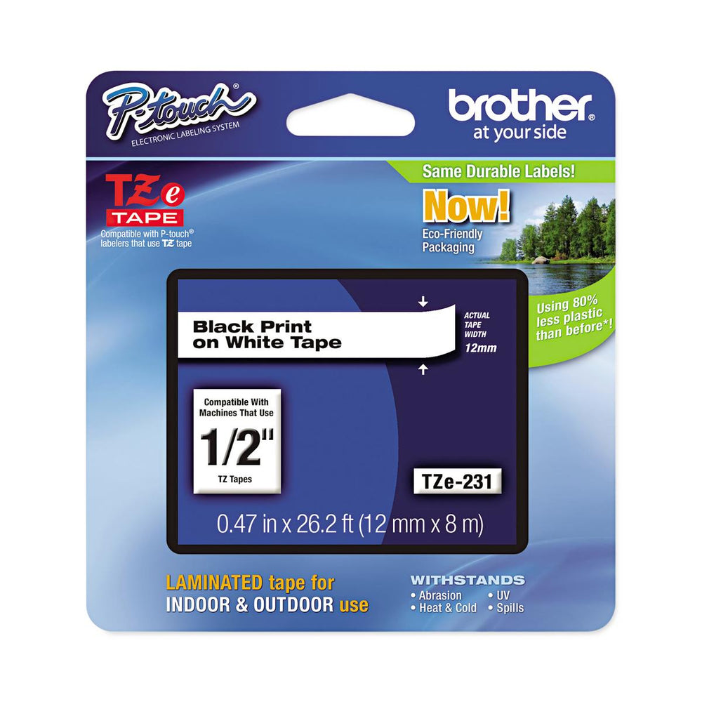 Brother TZ Laminated Tape Cartridges - LABEL, LAM TAPE, 1", BK ON WH - BRTTZE251