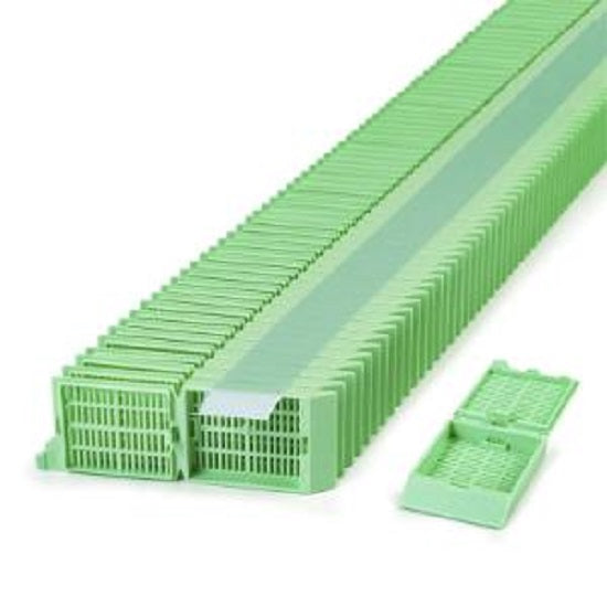 Simport Unisette Tissue Cassettes for Leica / Sakura Printers - CASSETTE, UNI, TISSUE, 45 DEG, STACK, GREEN - M525-4T