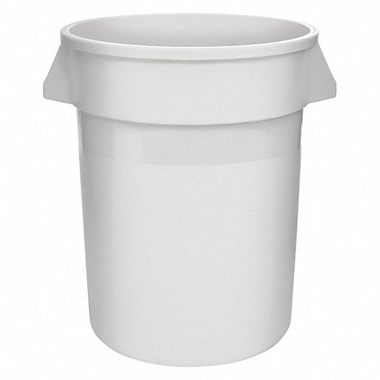 Gra Round Open Top Utility Trash Cans - Round Open Top Utility Trash Can, 44 gal., 32"H, White - 5DMU1